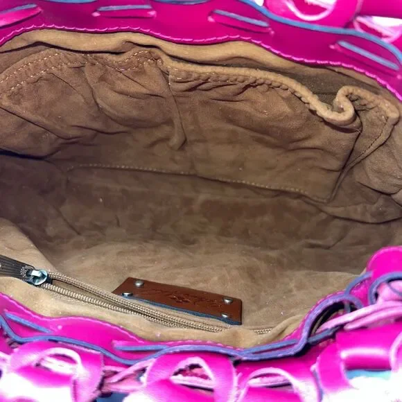 Patricia Nash RARE Ticci Woven Leather Chain Link Convertible Crossbody Bag in F - Picture 7 of 11